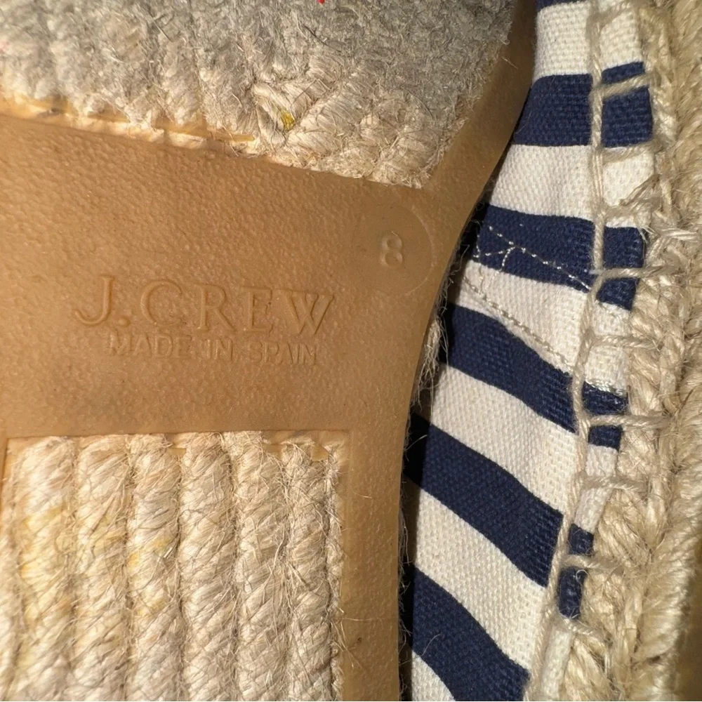 J. Crew Factory Navy and White Striped Espadrilles